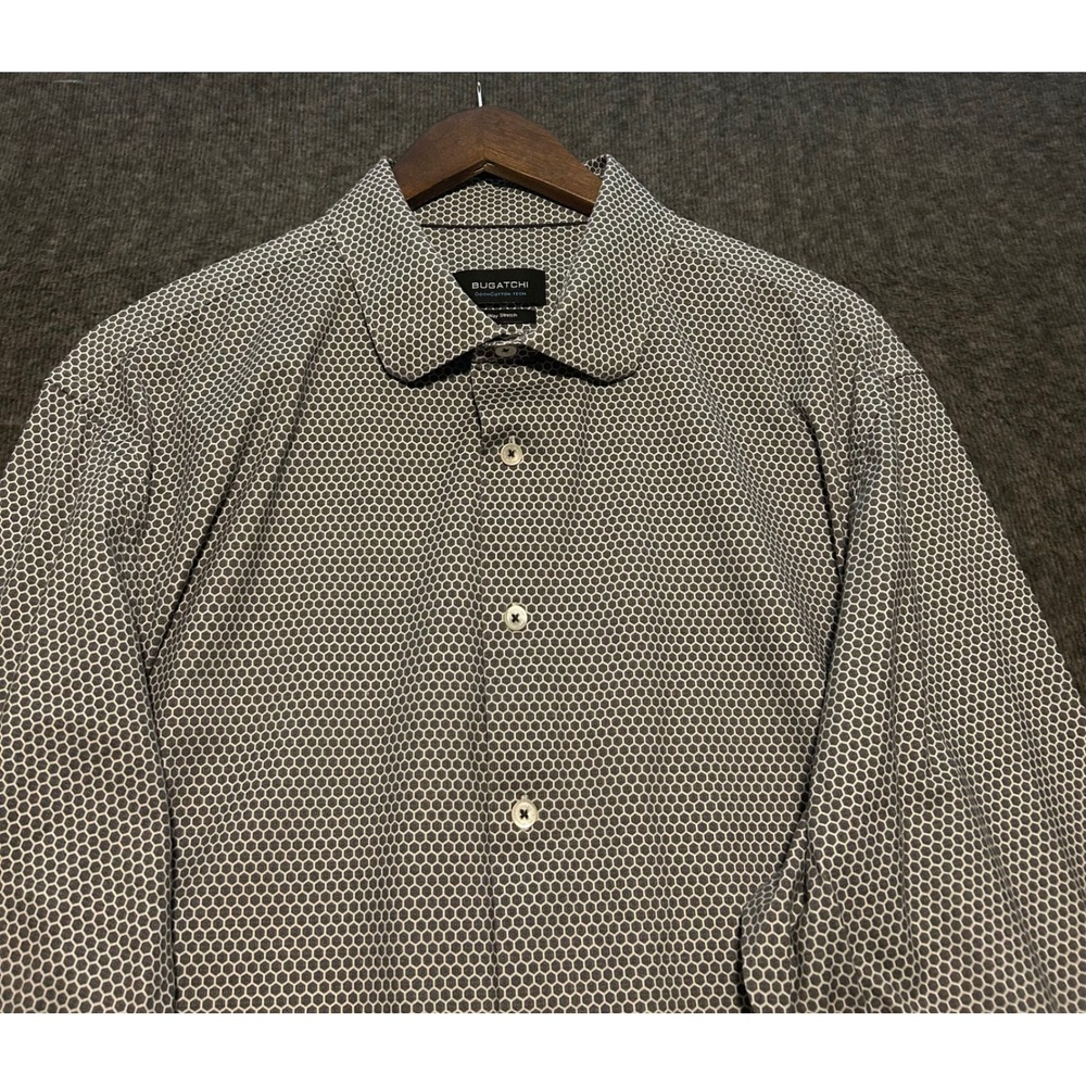 Bugatchi ooohcotton tech 8 way stretch  Button up shirt geometric 2XL casual
